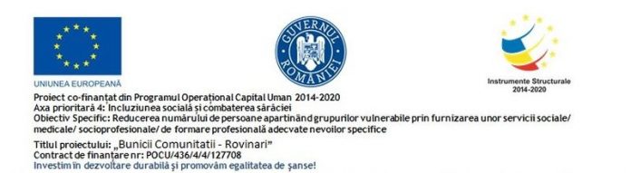Comunicat de presă – Proiectul ,,Bunicii Comunității” în perioada 14.03.2020-31.12.2023 la Primăria UAT Rovinari