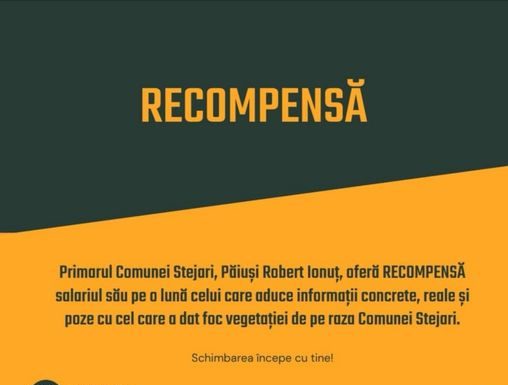 Primarul din Stejari: Trei zile în șir au ars pădurile! RECOMPENSĂ și pentru gunoaie!