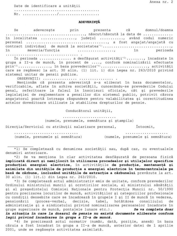 Un nou tip de ADEVERINȚĂ pentru angajații CEO, care se pensionează la 52 de ani!