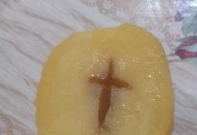 În Vinerea Mare: A găsit semnul crucii într-un cartof!