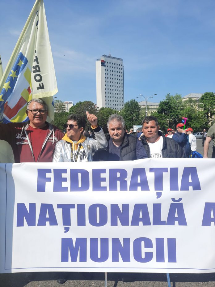 Liderul Federației Naționale a Muncii, Constantin Crețan, la protestele de la București