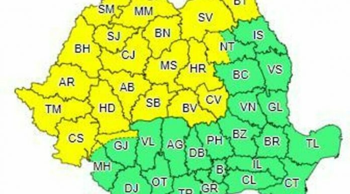 Cod galben de ploi în 21 de județe