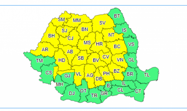 Noi avertizări de ploi și vijelii