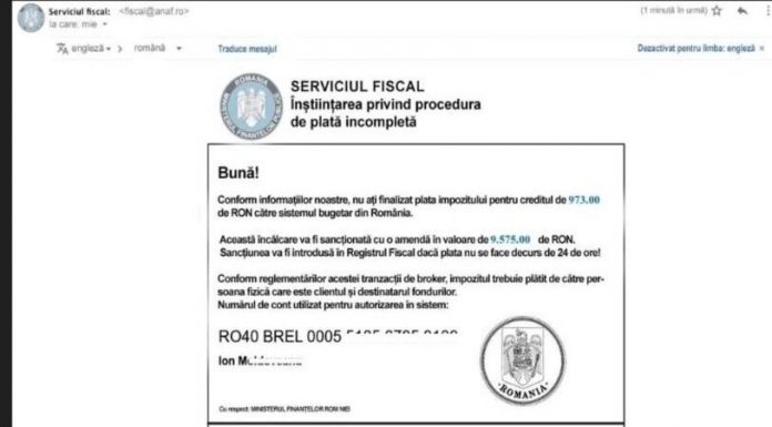 Atenție! Din nou, mesaje false în numele ANAF