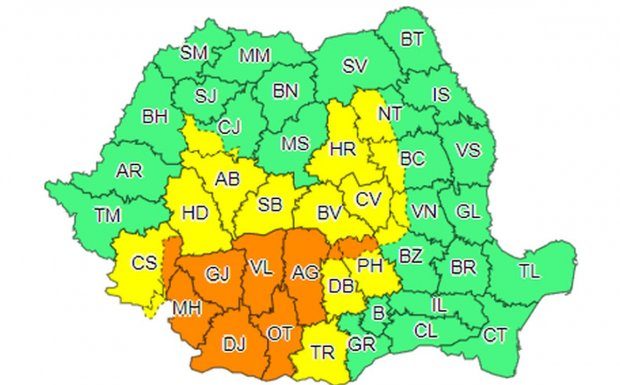 Cod portocaliu de vijelii în Gorj