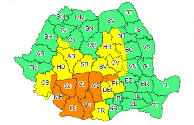 Cod portocaliu de vijelii în Gorj