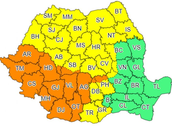 Gorj: Cod portocaliu de vijelii