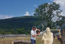Simboluri dacice sculptate în lemn cu drujba