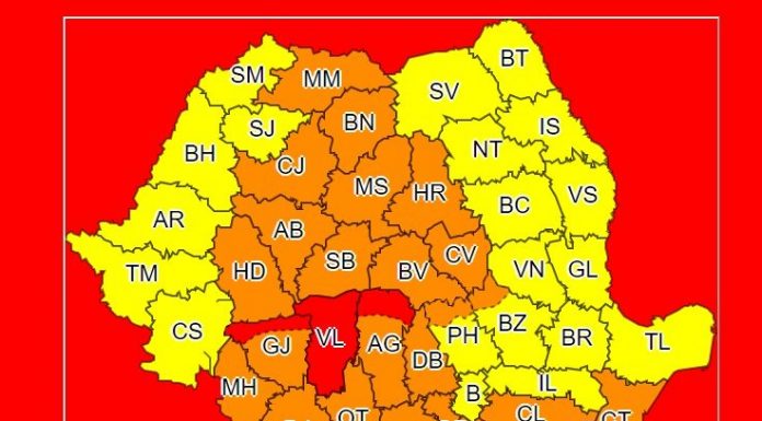 Cod roșu de ploi abundente în Vâlcea și parțial în Gorj
