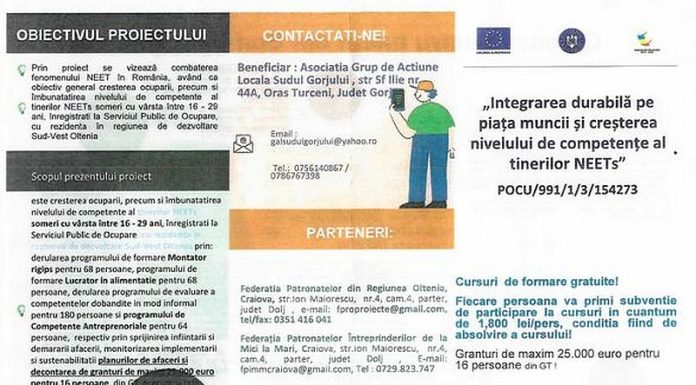 Proiect în Rovinari, pentru tinerii care nu au un loc de muncă! Subvenții și șansa unei finanțări în valoare de 25.000 de euro