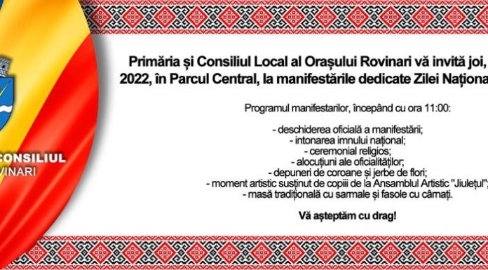 1 Decembrie: Autoritățile din Rovinari îi invită pe cetățeni în Parcul Central din oraș