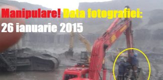 Manipulare! Fotografia cu minerii în cupa excavatorului, veche de 8 ani!