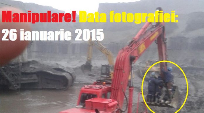 Manipulare! Fotografia cu minerii în cupa excavatorului, veche de 8 ani!