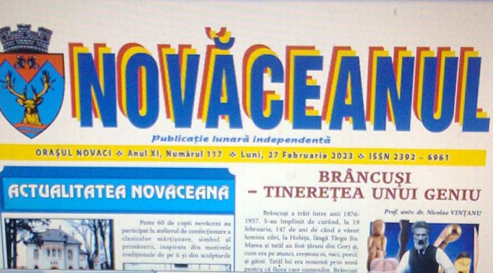 Publicaţia «NOVĂCEANUL» şi tinereţea fără bătrâneţe! – ,,Mulţumim conducerii Ziarului «Gorjeanul» pentru sprijinul acordat publicaţiei noastre”!
