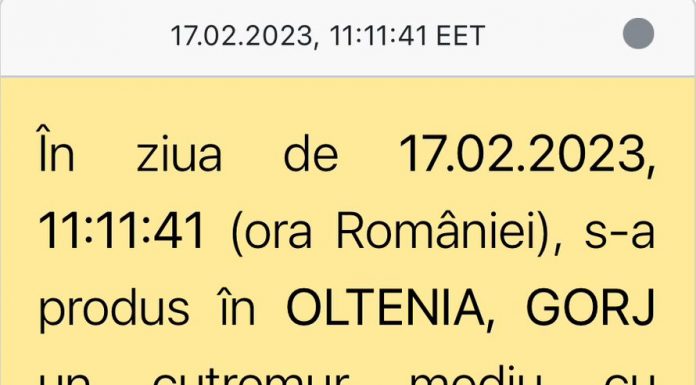 RO-ALERT nu difuzează notificări înainte de cutremur – La cel de 4,3 grade, de azi, nu a fost niciun apel de urgență
