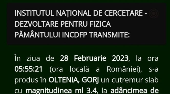 Revizuiri repetate ale INFP privind cutremurele din Gorj