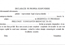 Târgu Jiu, incident grădință – Declarațiile pe proprie răspundere distribuite părinților, retrase