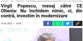 Virgil Popescu nu merge la Bruxelles. Termocentralele și carierele CEO urmează să se închidă rapid