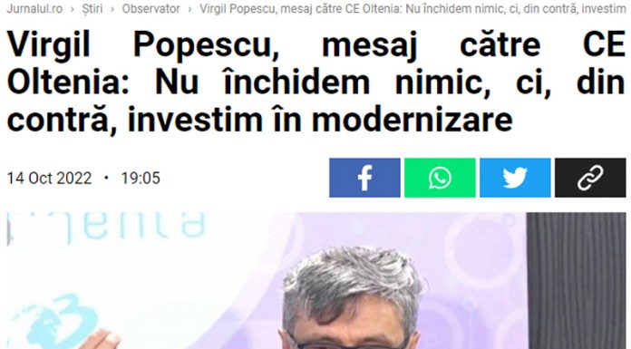 Virgil Popescu nu merge la Bruxelles. Termocentralele și carierele CEO urmează să se închidă rapid