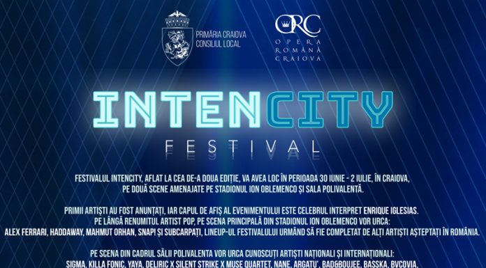 Festivalul IntenCity, aflat la cea de-a doua ediție, va avea loc în perioada 30 iunie – 2 iulie, în Craiova, pe două scene amenajate pe Stadionul Ion Oblemenco și Sala Polivalentă.