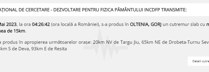 Cutremur slab, azi-dimineață