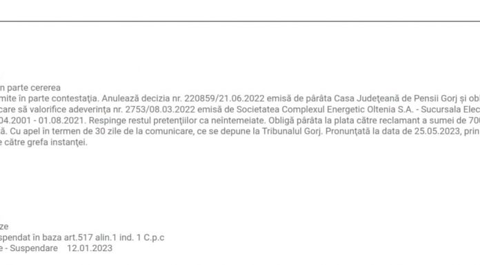 Judecătorii de la Gorj, decizie de aplicare a Legii 197! Primul proces câștigat la Târgu Jiu