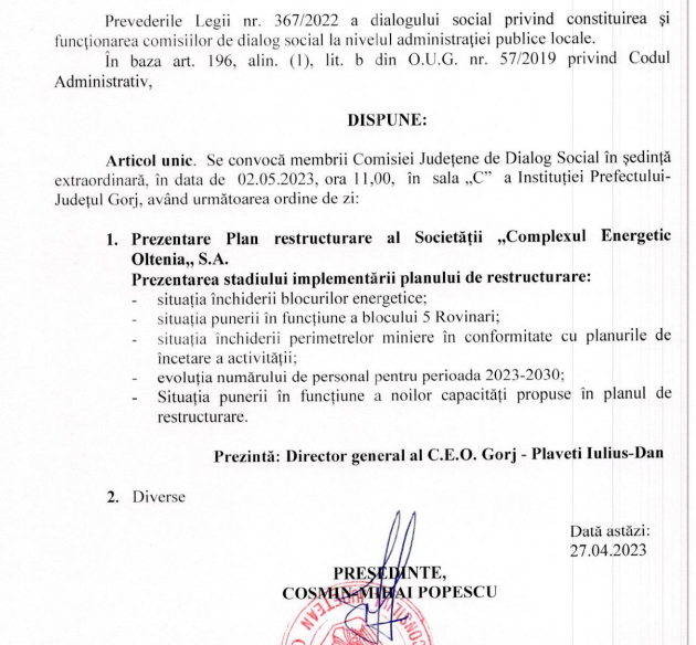 Dan Plaveti, așteptat la Consiliul Județean cu stadiul restructurării CEO