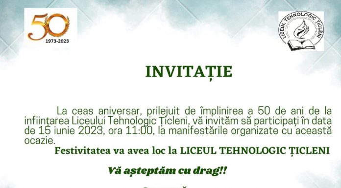 Liceul Tehnologic Țicleni împlinește cinci decenii de activitate