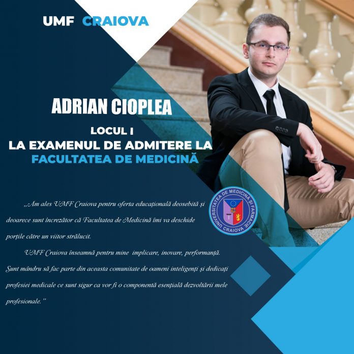 Tânăr din Târgu Jiu, primul la UMF Craiova