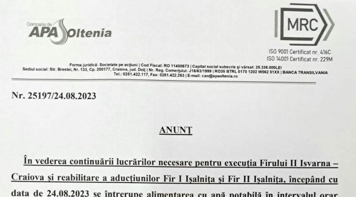 Se ia apa în mai multe localități din Gorj!