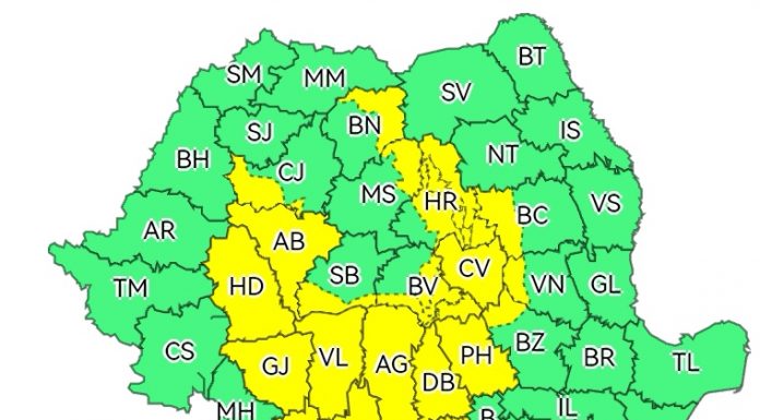 Gorj: Cod galben de ploi până diseară, la ora 23:00