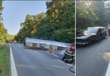 Pericol de explozie, după un accident, pe Dealul Negru