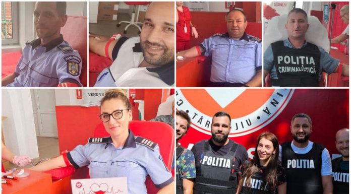 Polițiștii au donat sânge pentru victimele de la Crevedia