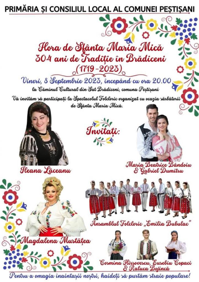 304 ani de horă tradițională de Sf. Maria Mică, la Brădiceni