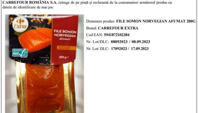 Alertă alimentară. Pește retras din magazine