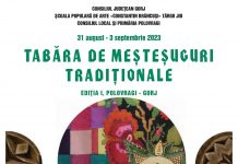 Azi începe Tabăra de meșteșuguri tradiționale de la Polovragi