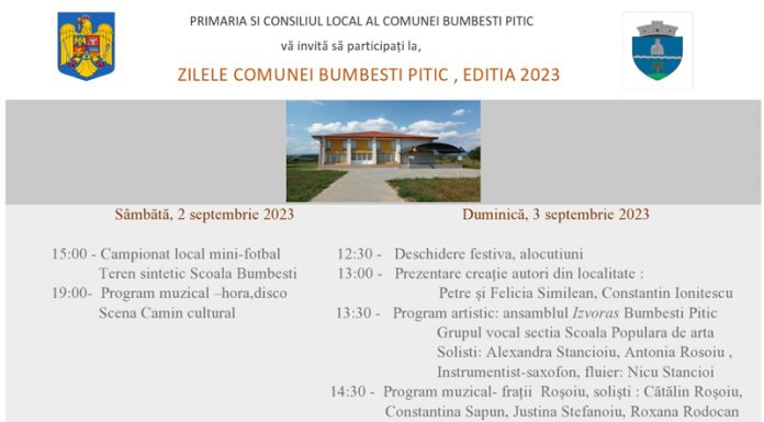 Mâncare gratuită, timp de 3 ore, la Zilele Comunei Bumbești-Pițic