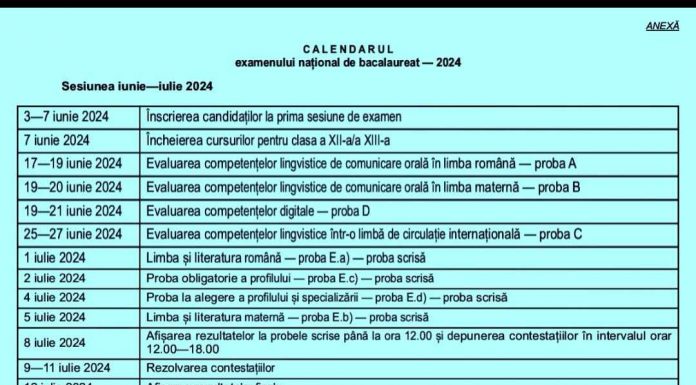 Calendarul examenului de BAC 2023, publicat aseară în Monitorul Oficial