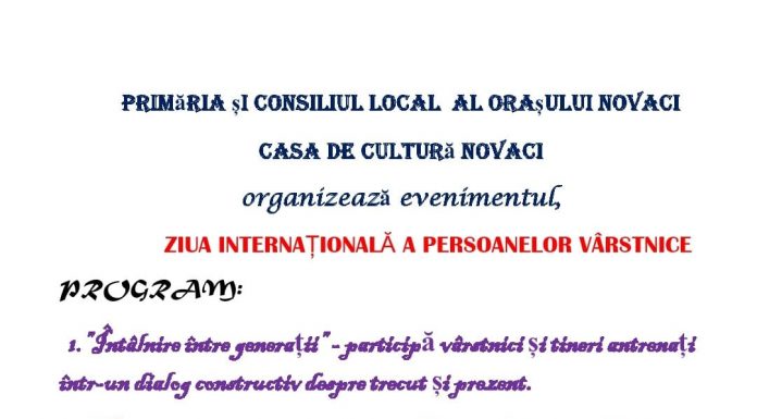 Ziua Vârstnicilor, sărbătorită mâine la Novaci