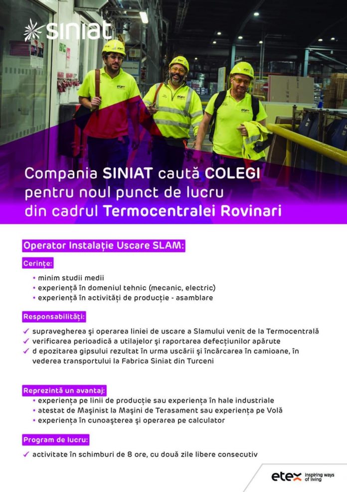 Siniat face angajări la Rovinari