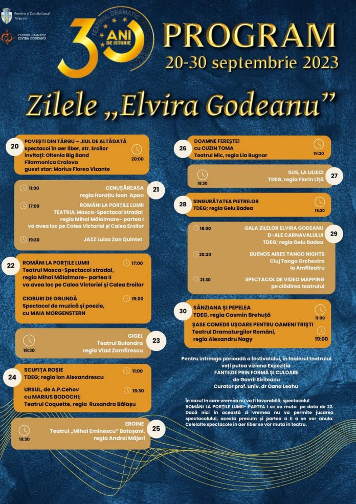 Teatrul „Elvira Godeanu” aniversează 30 de ani! Vezi programul artistic de luna aceasta!