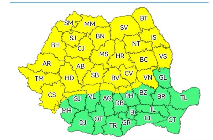 Nordul județului Gorj, sub cod galben de averse și vijelii până mâine dimineață