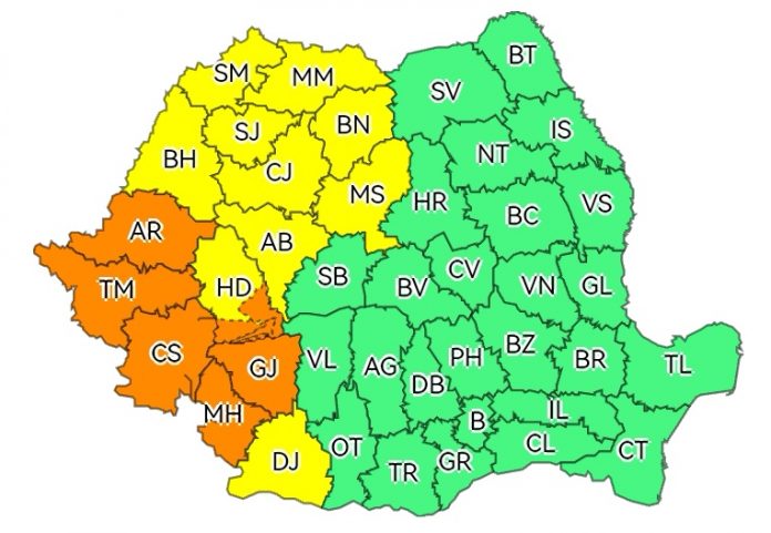 Gorjul, sub cod portocaliu de ploi