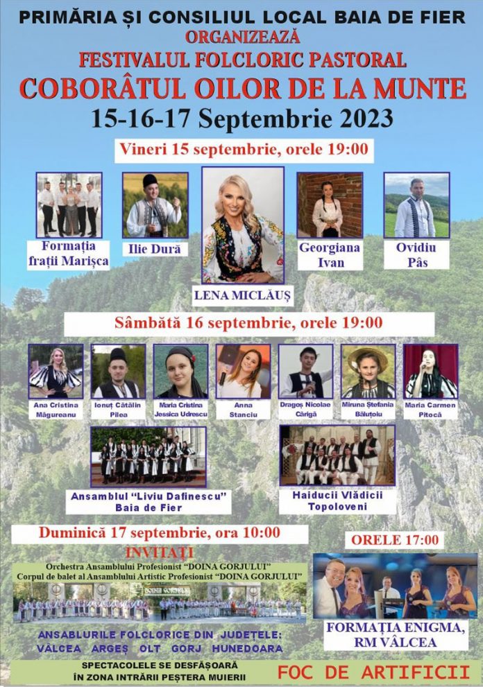 Baia de Fier: Ediția cu numărul XXXI a Festivalului ,,Coborâtul oilor de la munte” începe pe 15 septembrie