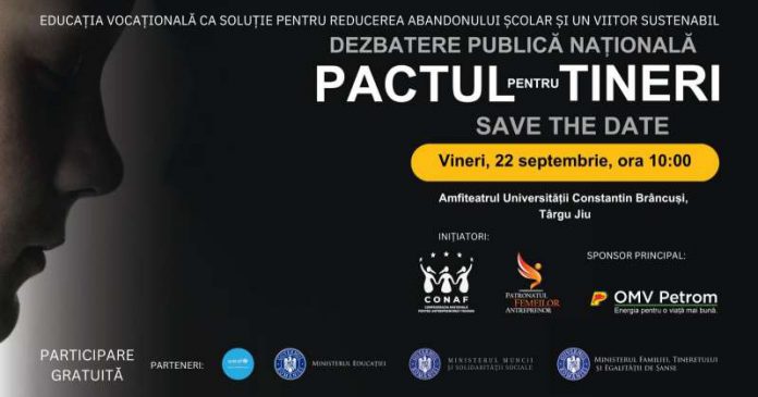 Eveniment de combatere a abandonului școlar – Dezbatere națională, la Târgu-Jiu! Șeful cancelariei primului-ministru și miniștrii Familiei și ai Educației vor fi prezenți!