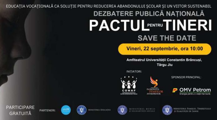 Eveniment de combatere a abandonului școlar – Dezbatere națională, la Târgu-Jiu! Șeful cancelariei primului-ministru și miniștrii Familiei și ai Educației vor fi prezenți!