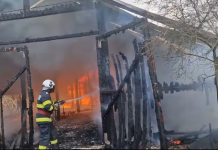 VIDEO| Zi de weekend dramatică, pentru o gospodărie din Tismana. O anexă a ars cu tot cu animalele dinăuntru