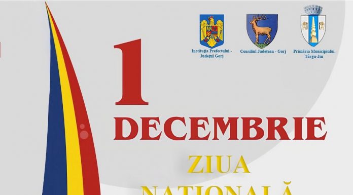 1 Decembrie, Târgu Jiu: Festivitate în Piața Prefecturii Gorj