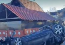 Bărbat din Alimpești, rănit după ce a intrat cu mașina într-un cap de pod