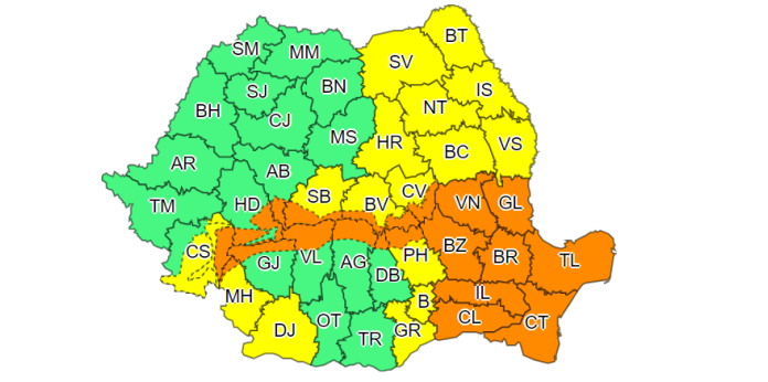 Meteorologii au emis noi coduri de vreme rea